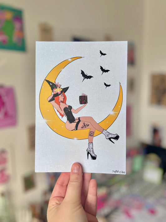 Witch in The Moon A4 & A5 Print