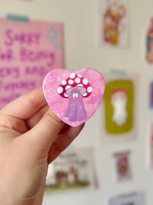 Mushroom Ghost Heart Badge