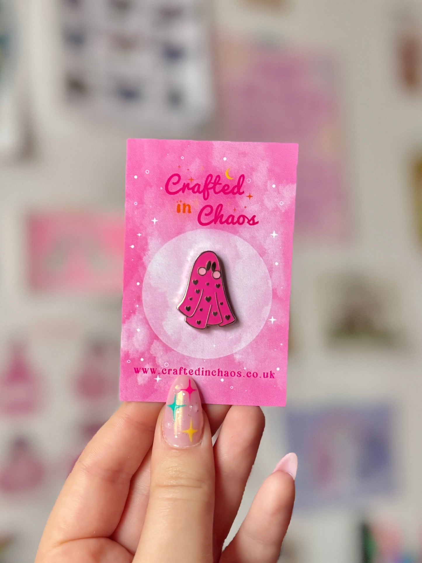 Ghostie Enamel Pin - Pink