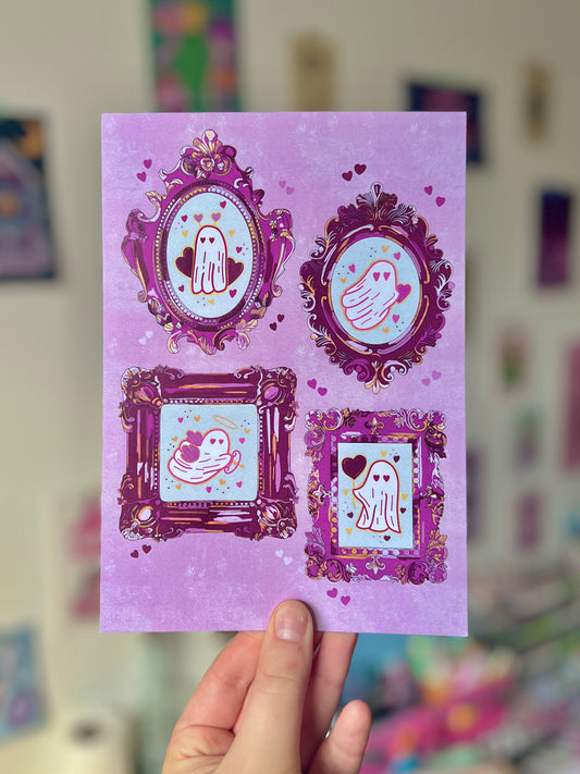 Valentines Ghost Frames A5 & A4 Print