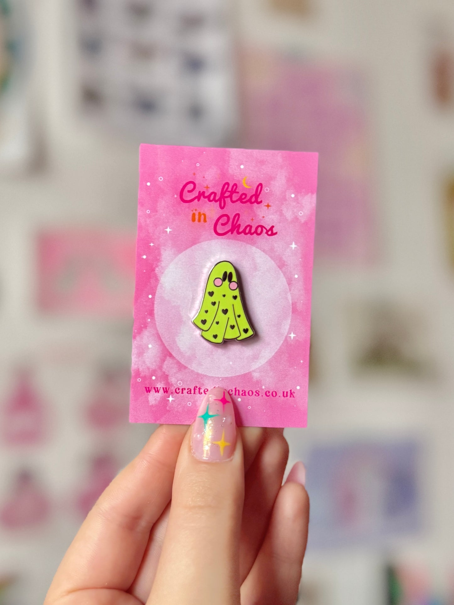 Ghostie Enamel Pin - Lime