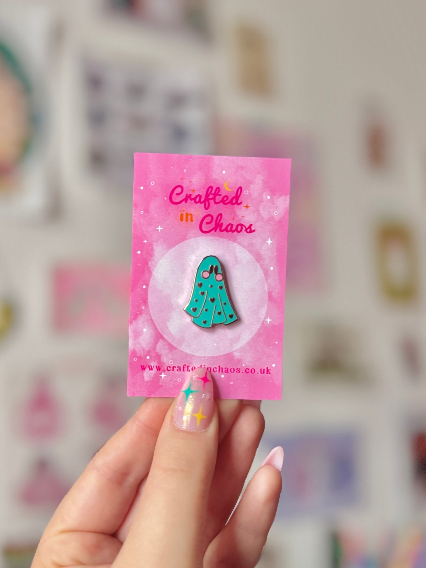 Ghostie Enamel Pin - Teal