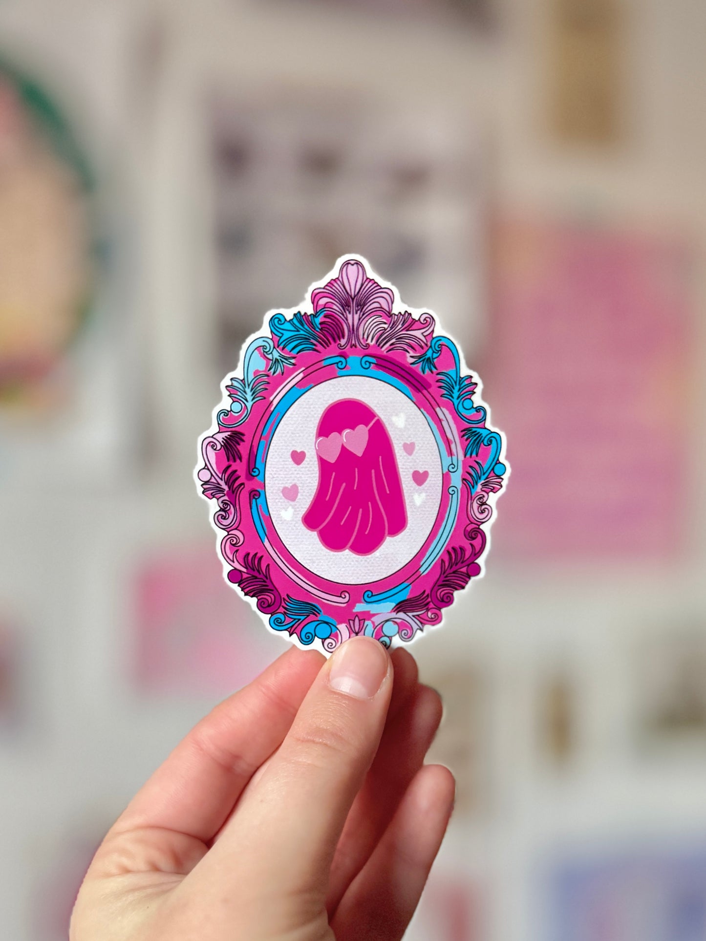 Heart Eyes Ghost Frame Sticker