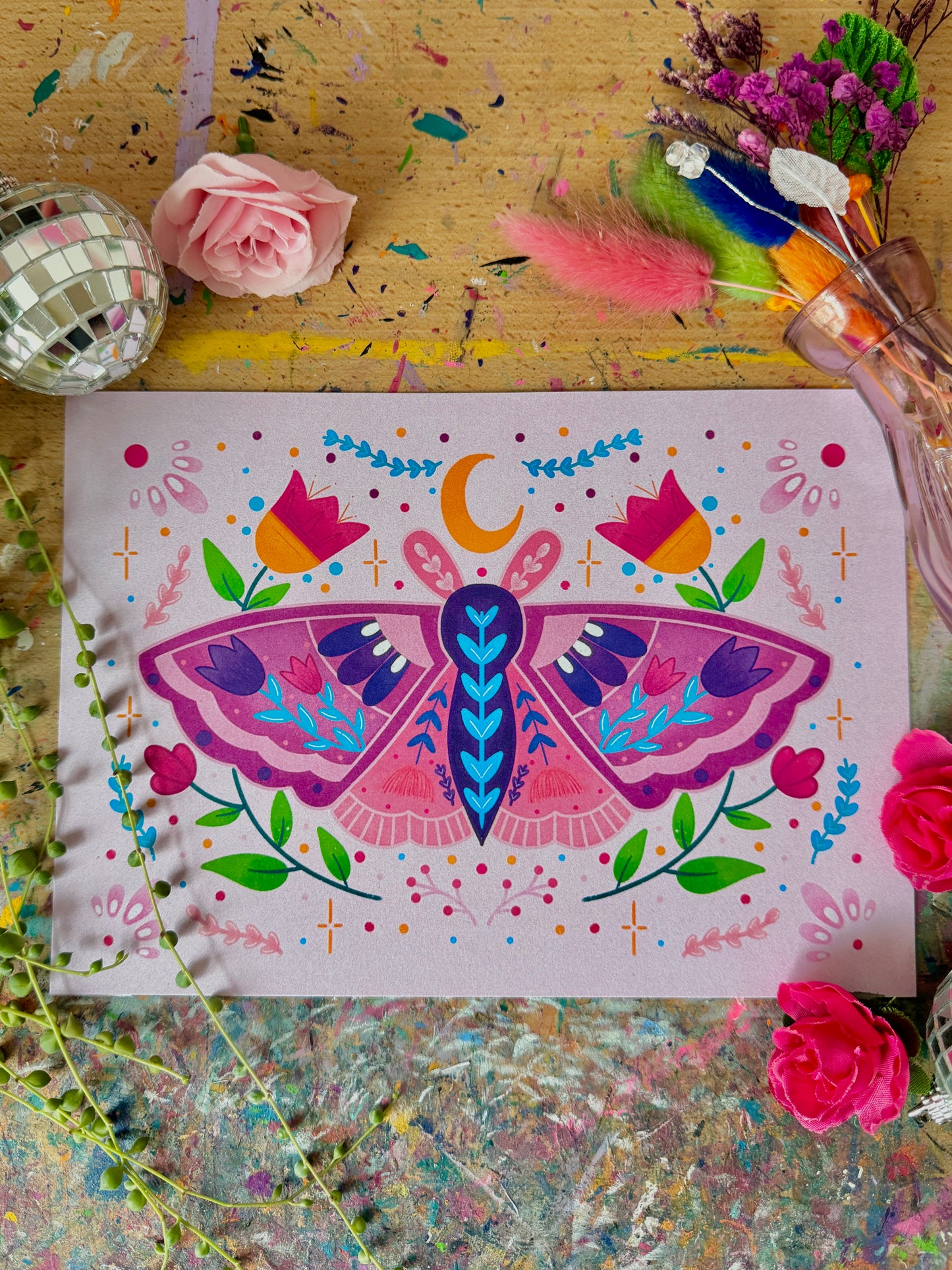 Lilac Moth A5 Print