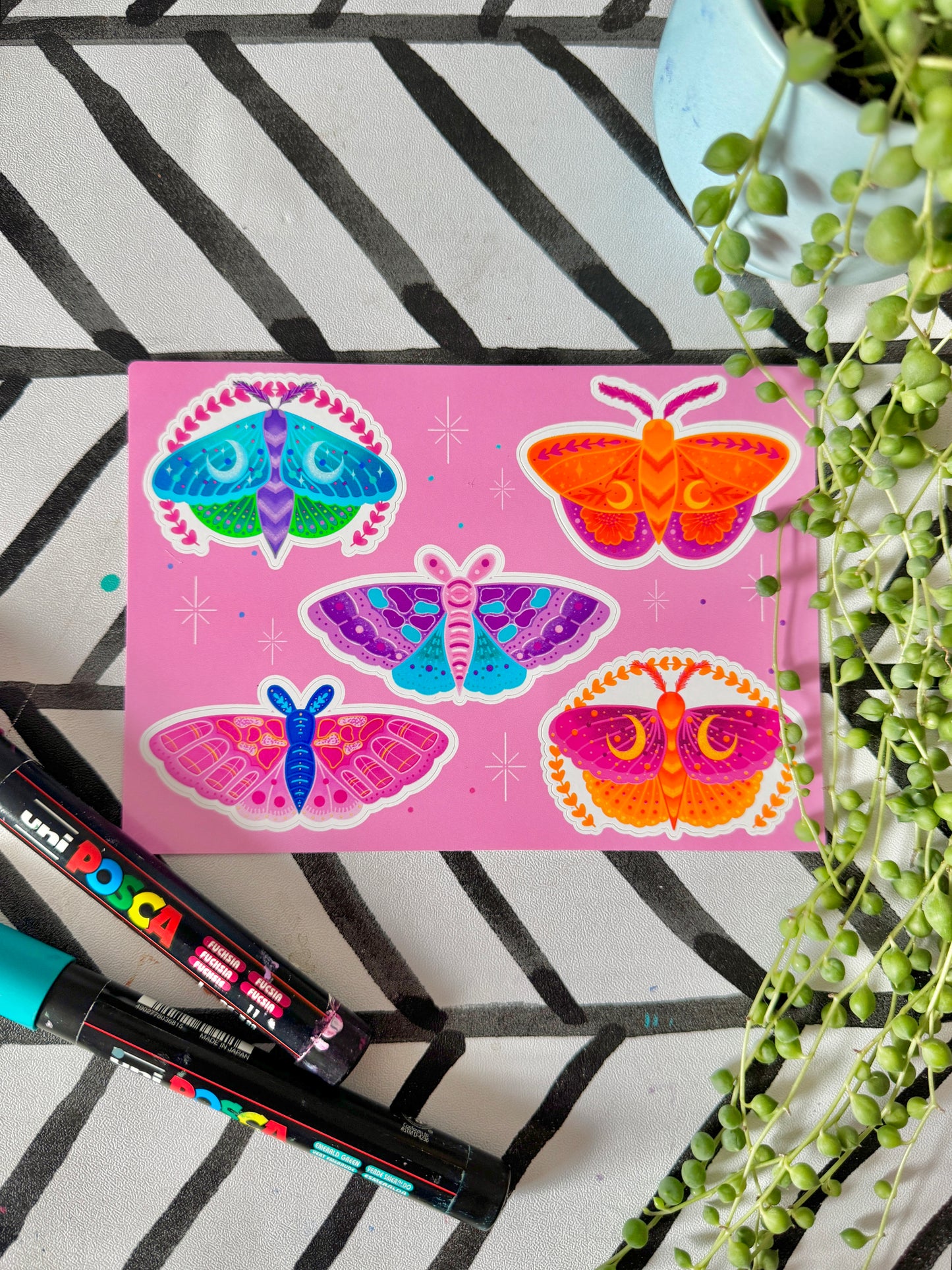 Moths Collection A6 Sticker Sheet