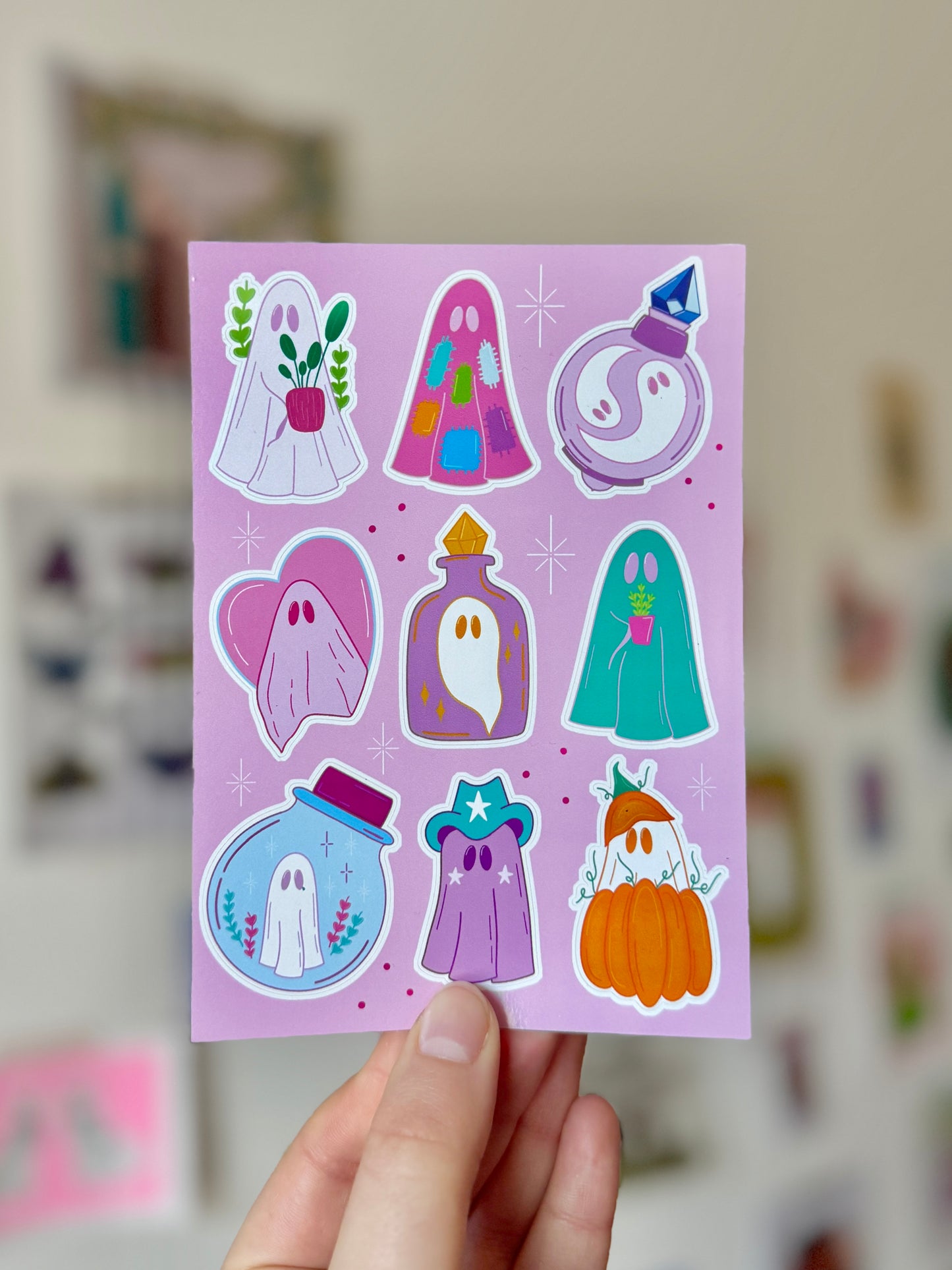 Pink Ghosts Sticker Sheet