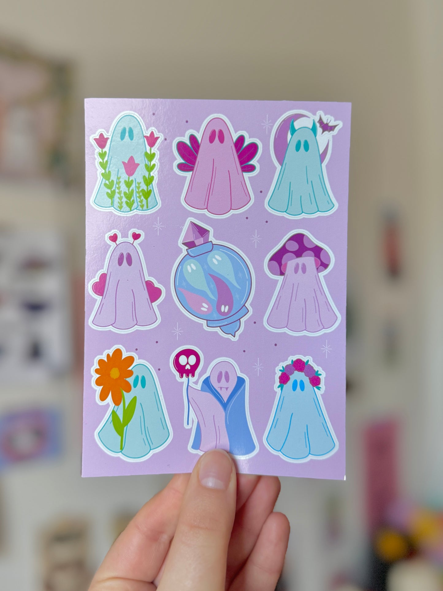 Lilac Ghosts Sticker Sheet