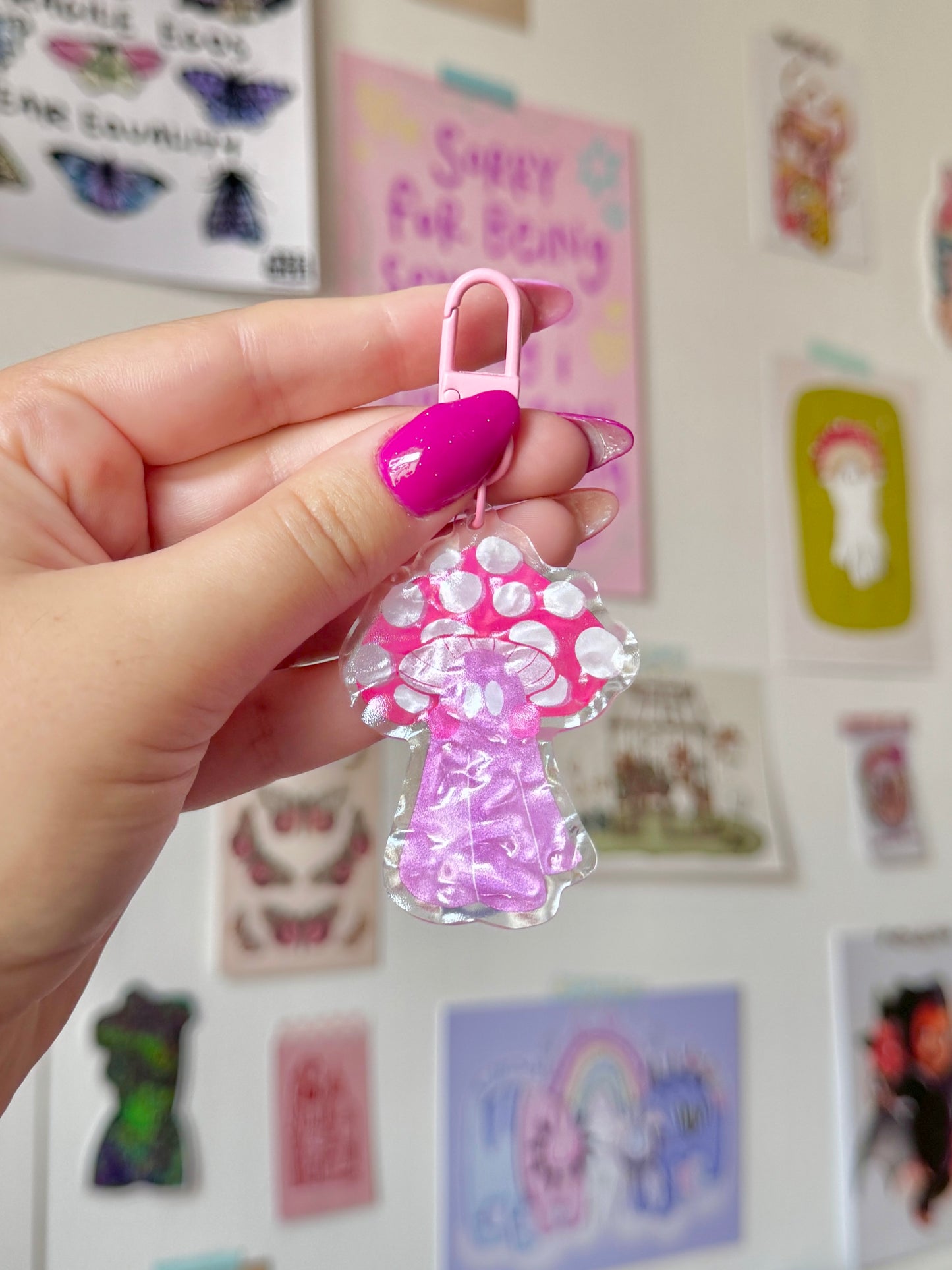 Mushroom Ghost Acrylic Keyring