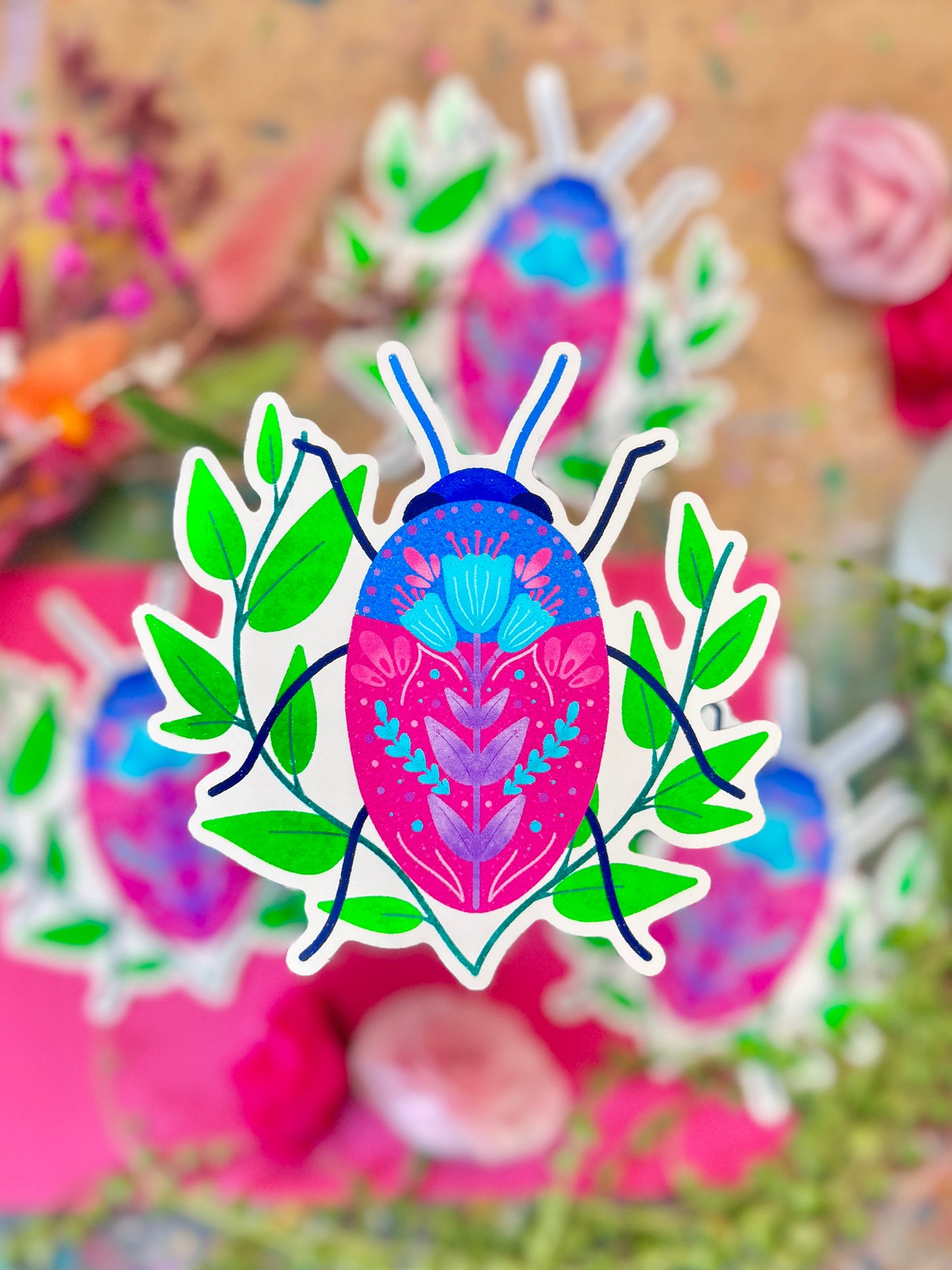 Floral Beetle Sticker