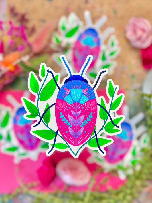 Floral Beetle Sticker