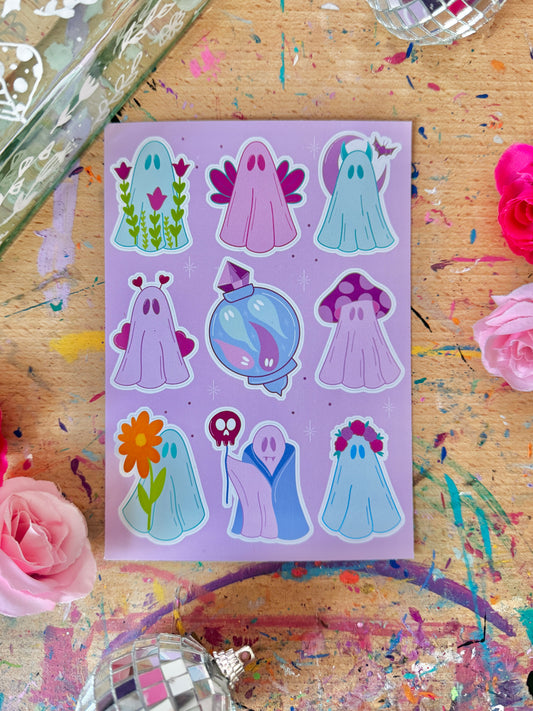 Lilac Ghosts Sticker Sheet