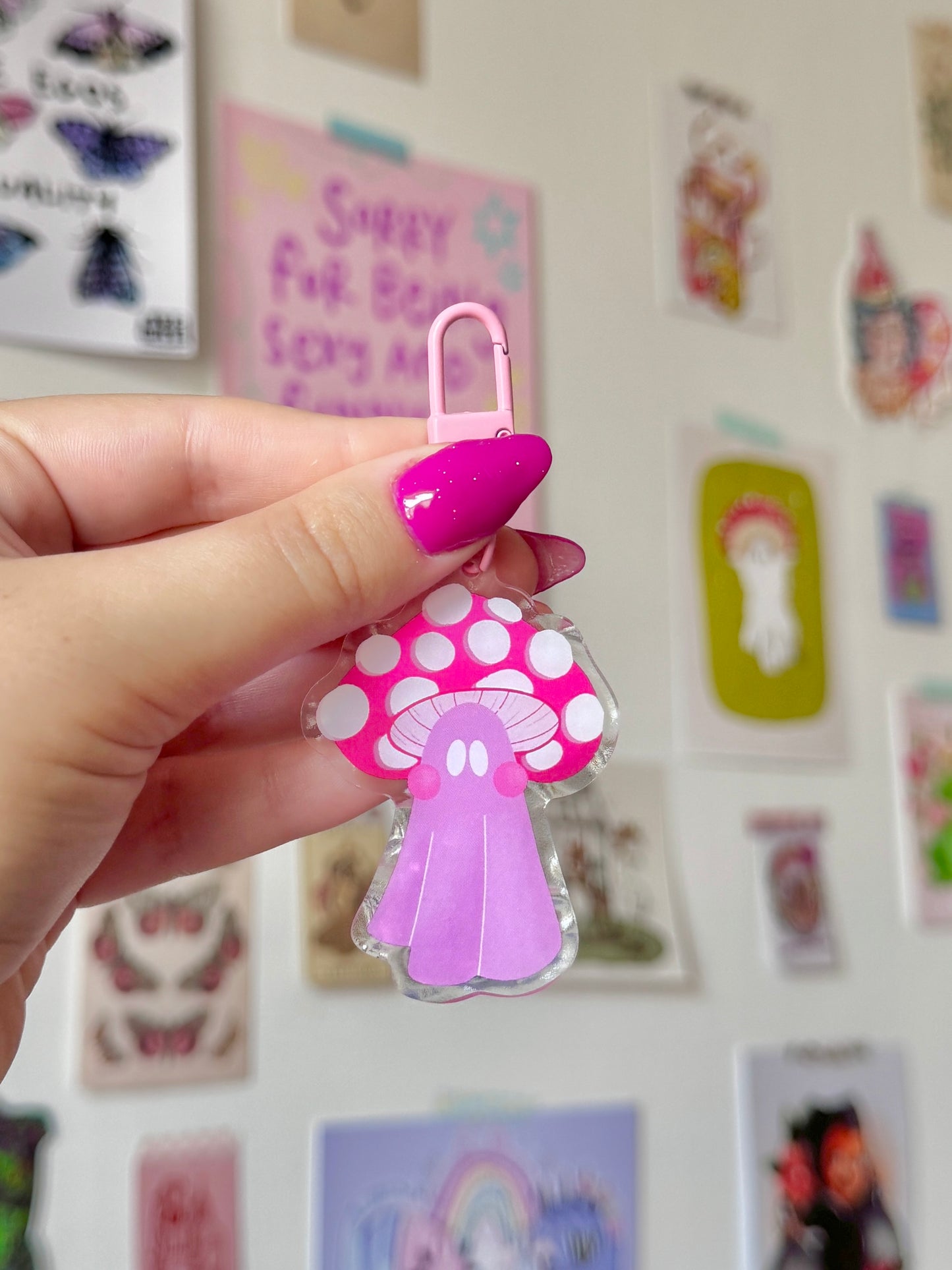 Mushroom Ghost Acrylic Keyring