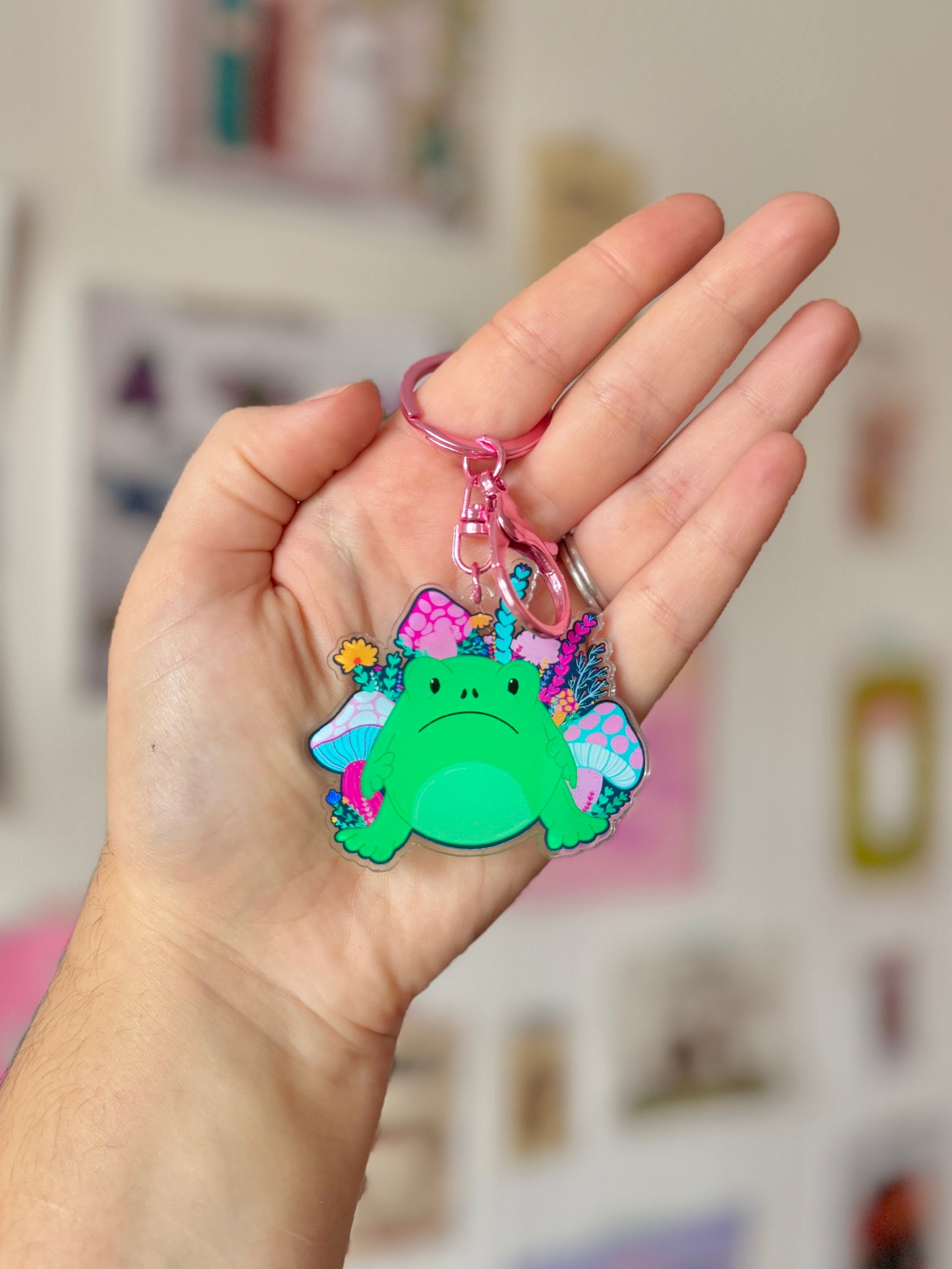 Grumpy Frog Acrylic Keyring