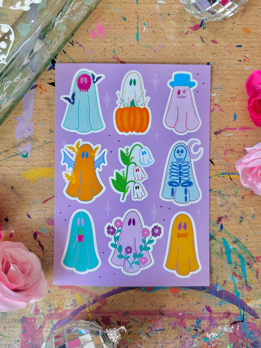 Purple Ghosts Sticker Sheet