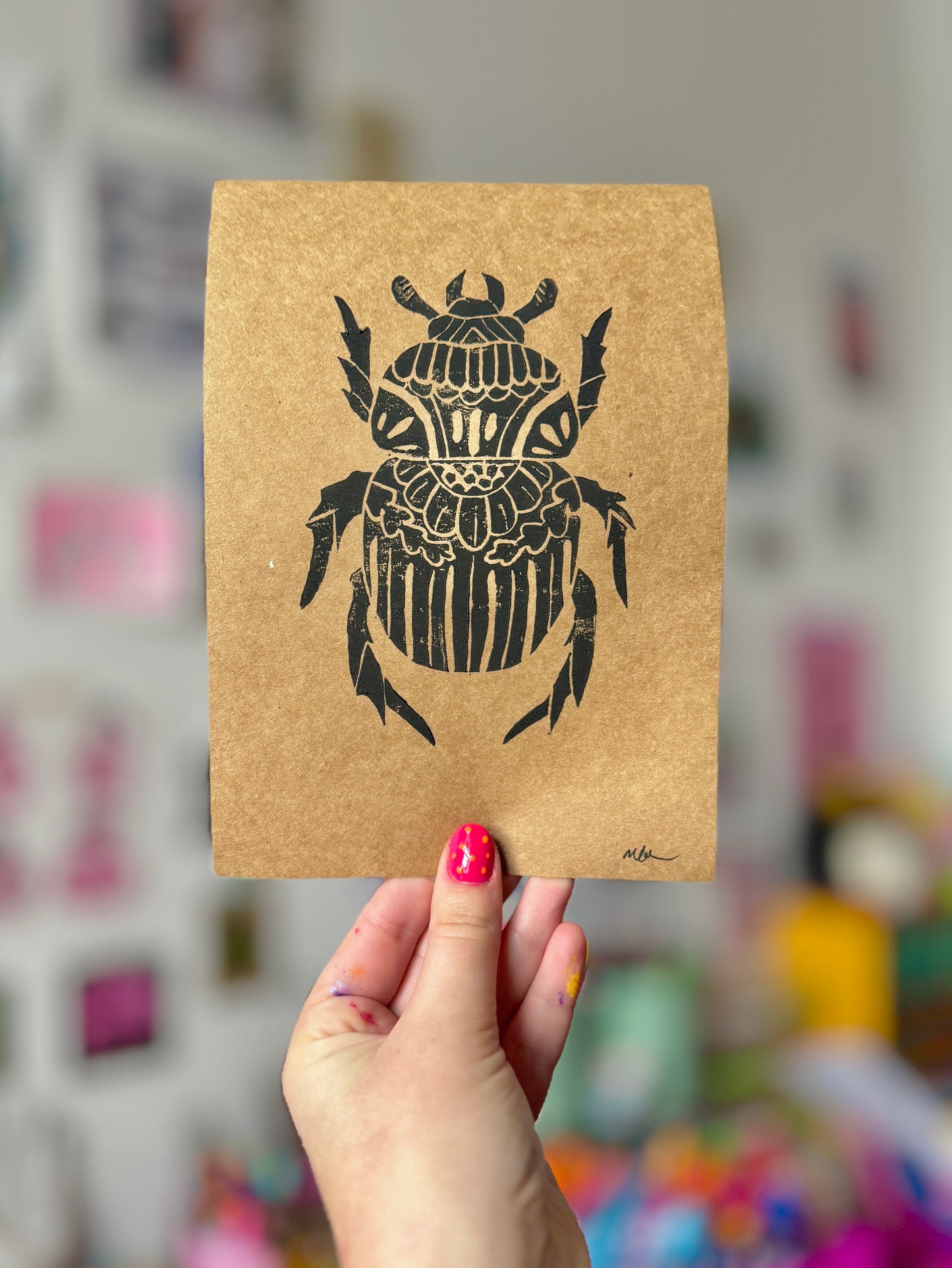 Beetle Lino Print