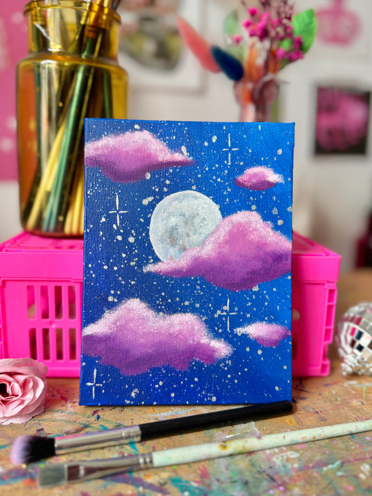 Purple Moon Skies Canvas Painting