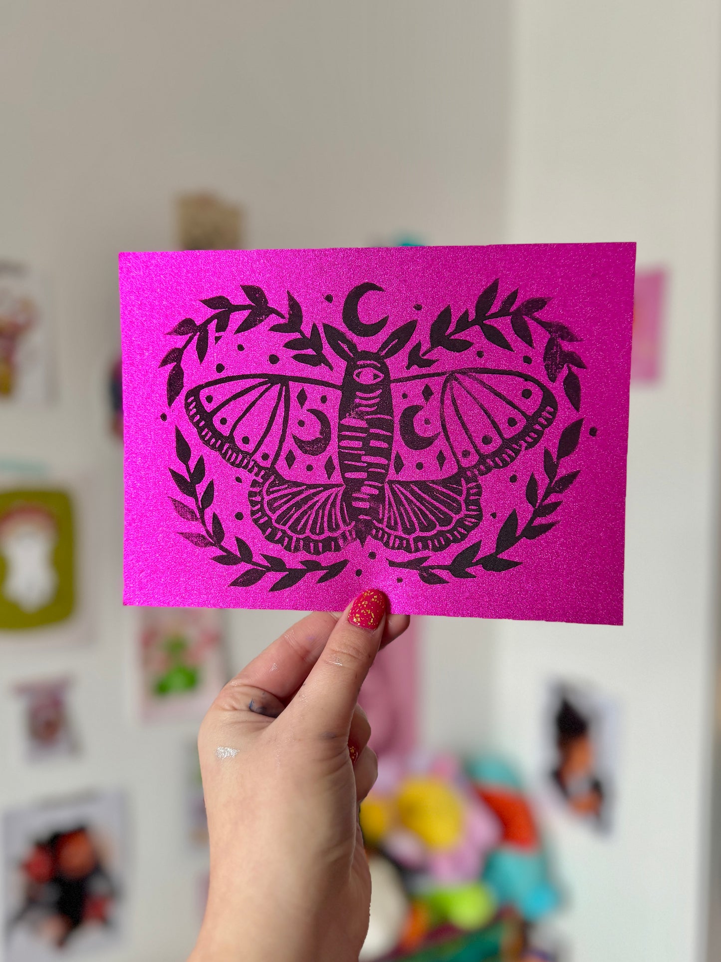 Moon Moth Lino Print