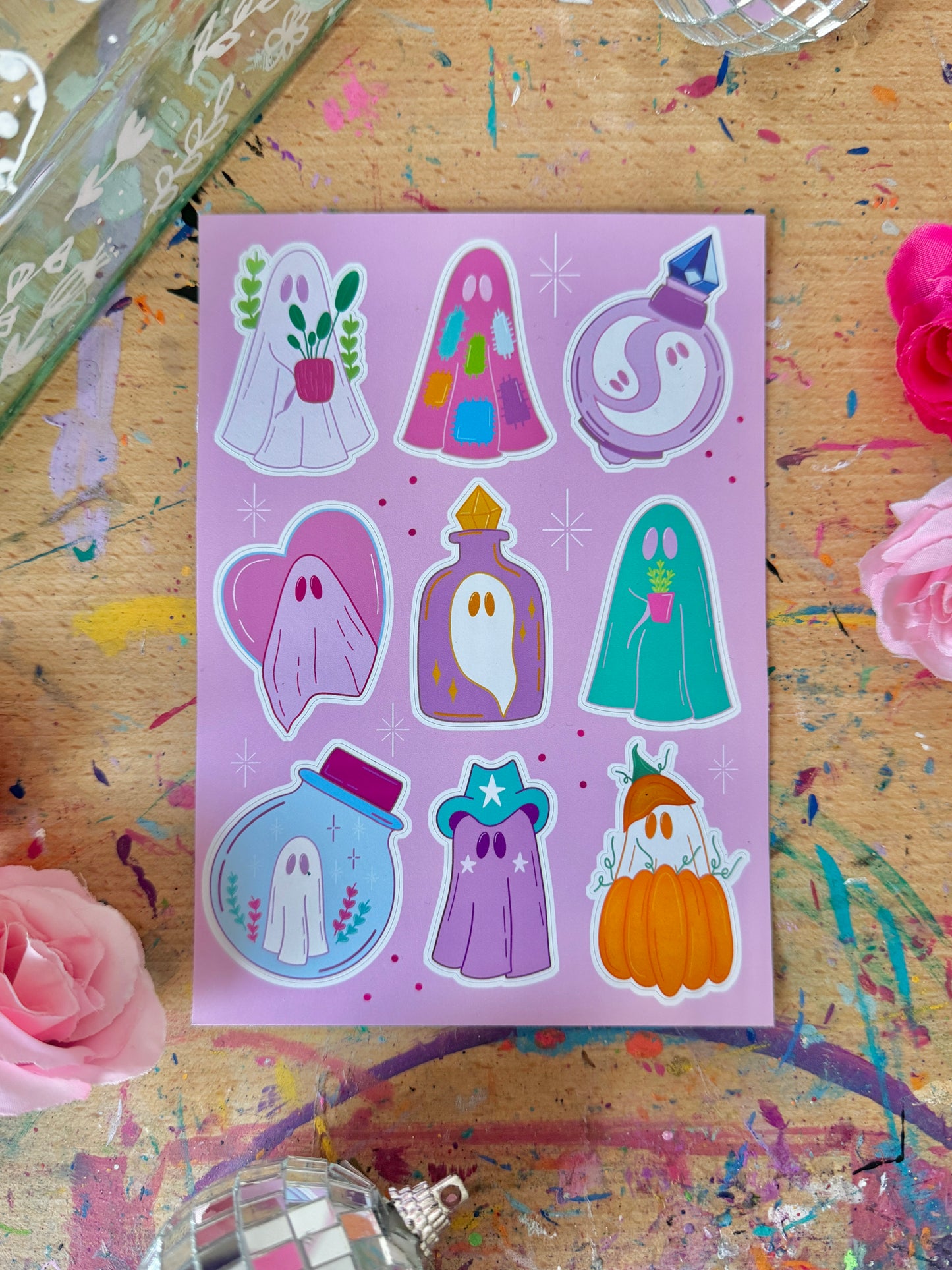 Pink Ghosts Sticker Sheet