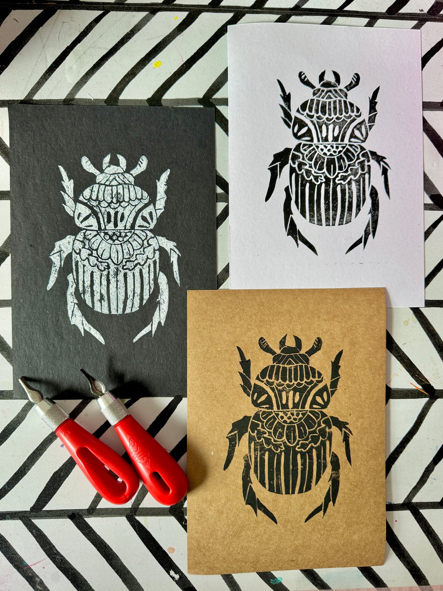 Beetle Lino Print