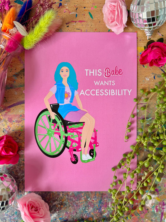 Wheelchair Babe A5 Print