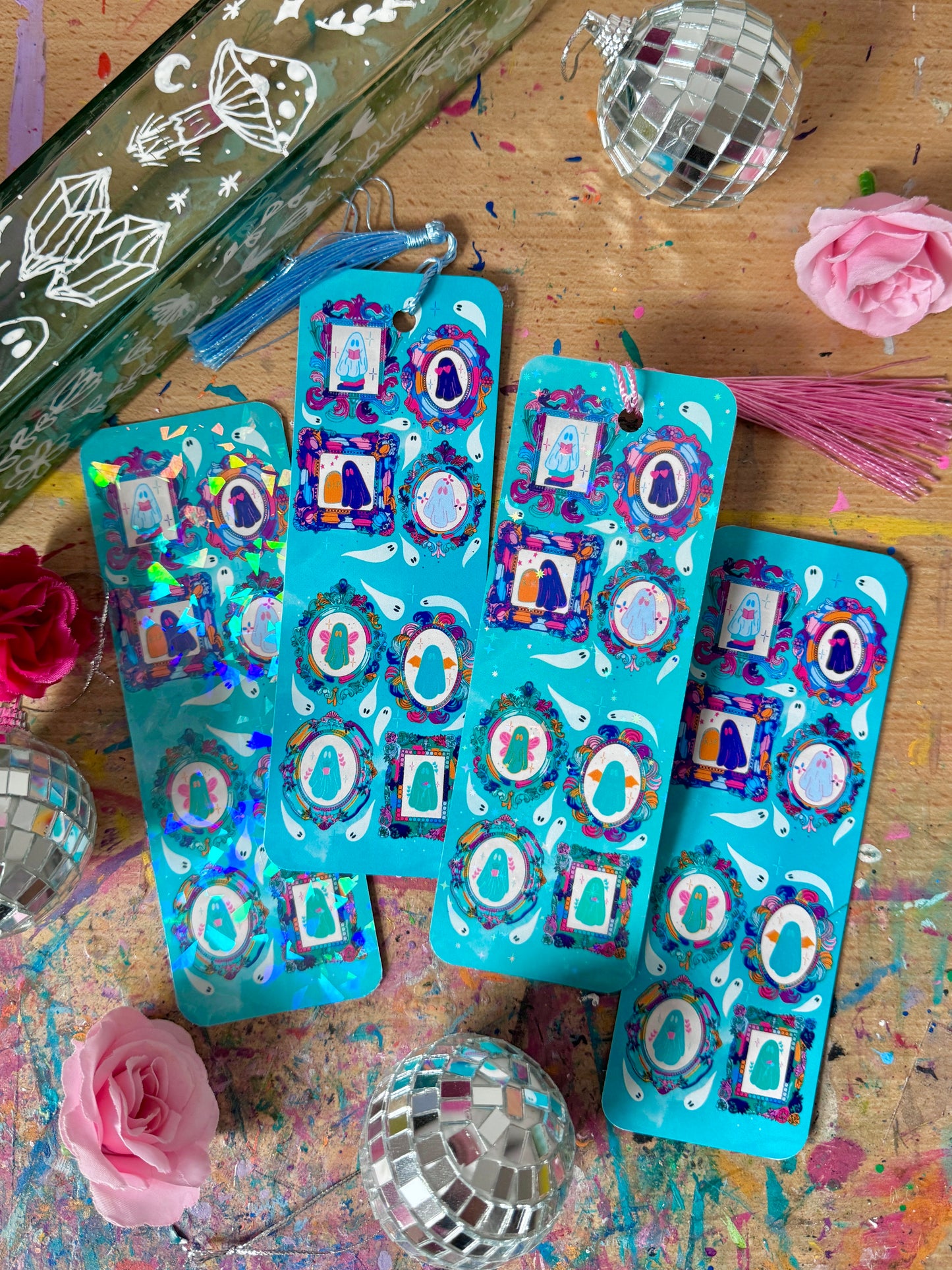 Teal Ghost Frames Bookmark