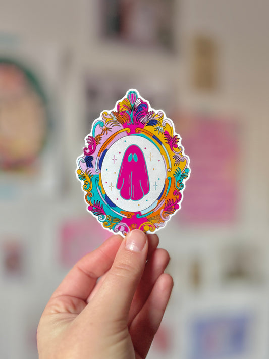 Rainbow Ghost Frame Sticker