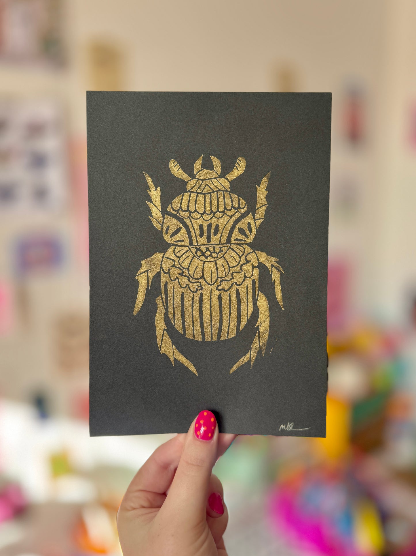 Beetle Lino Print