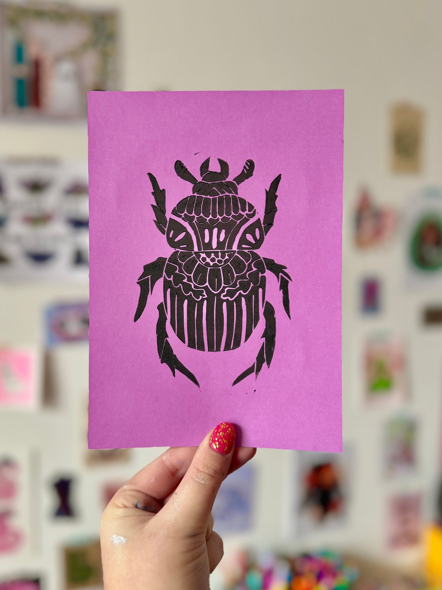 Beetle Lino Print