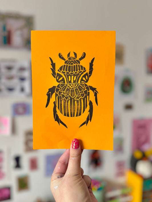 Beetle Lino Print