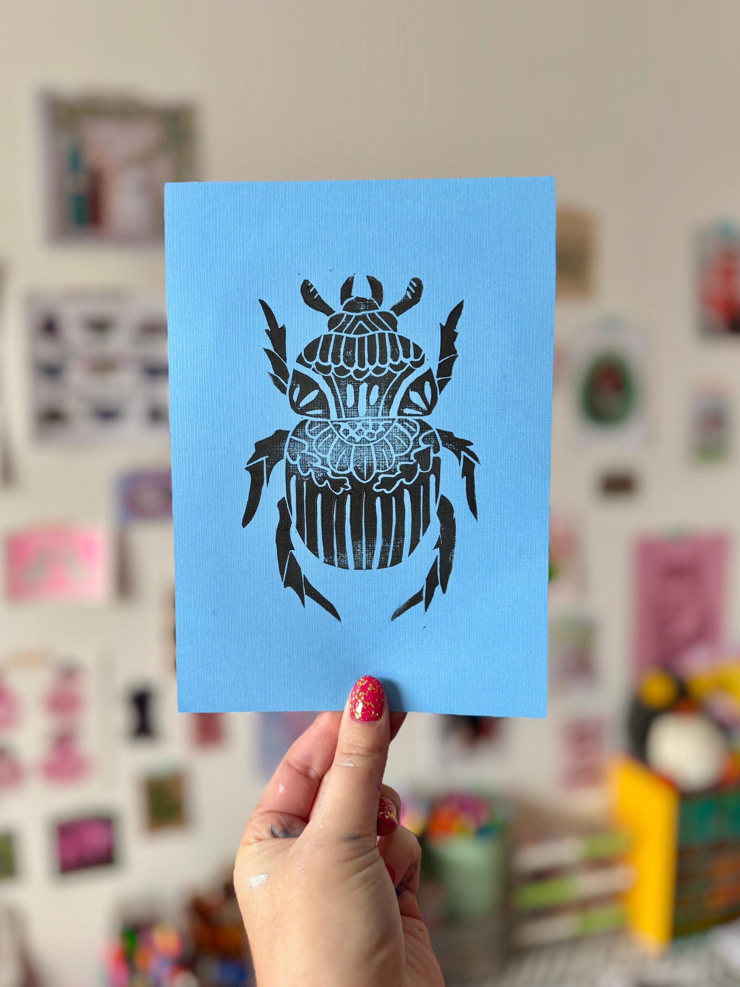 Beetle Lino Print