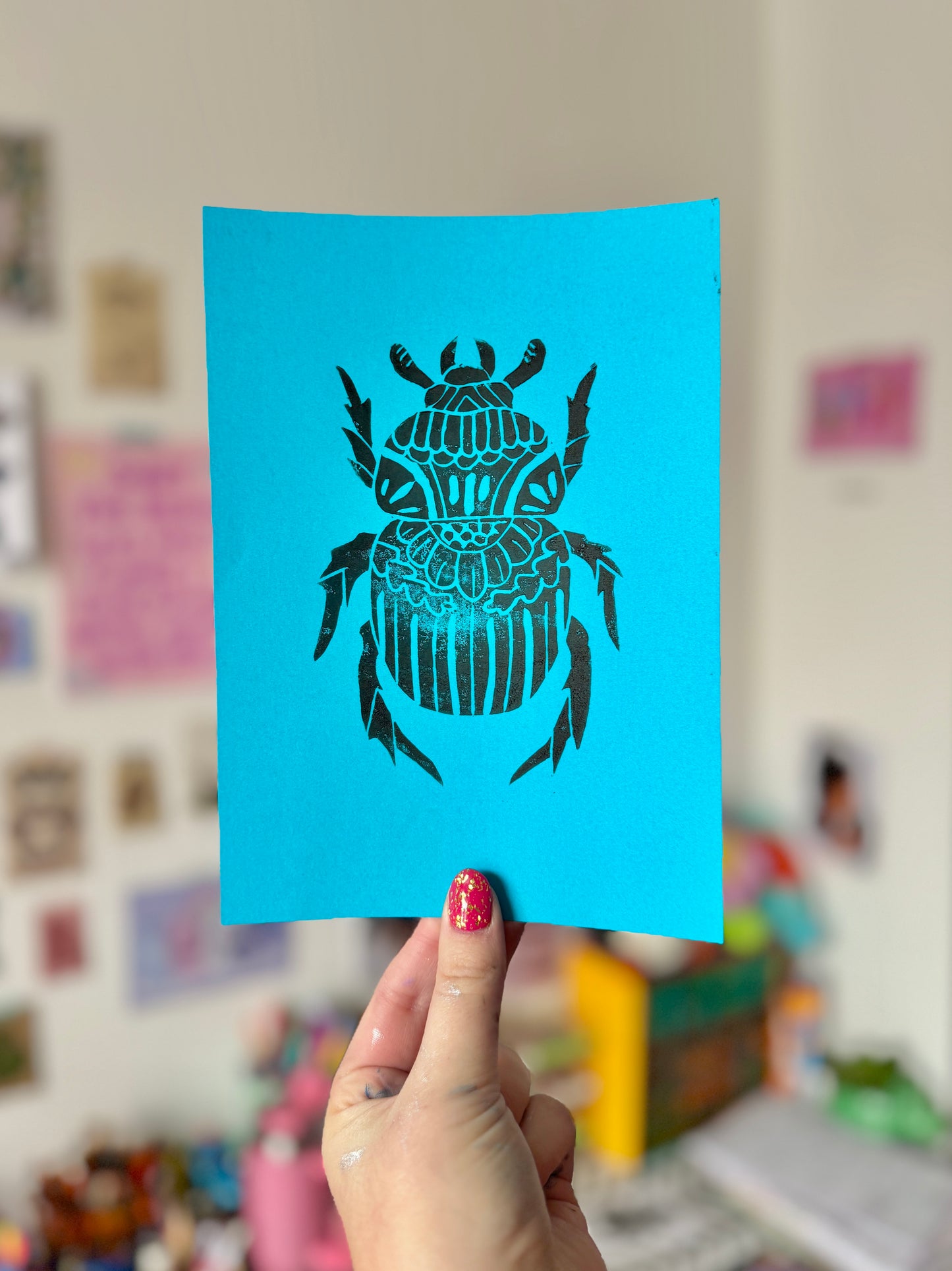 Beetle Lino Print