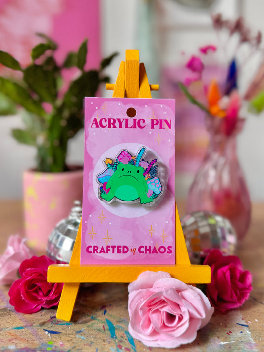 Grumpy Frog Acrylic Pin