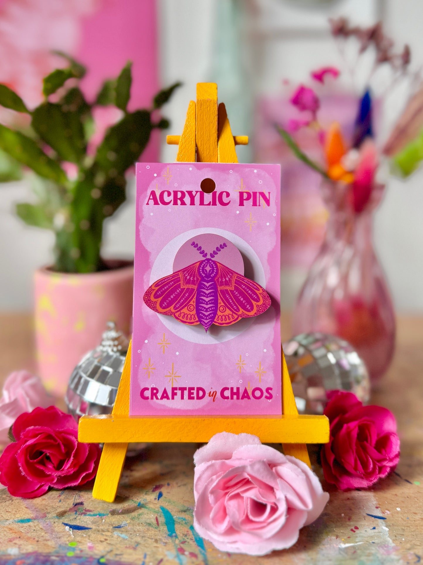 Moon Moth Wooden Pin